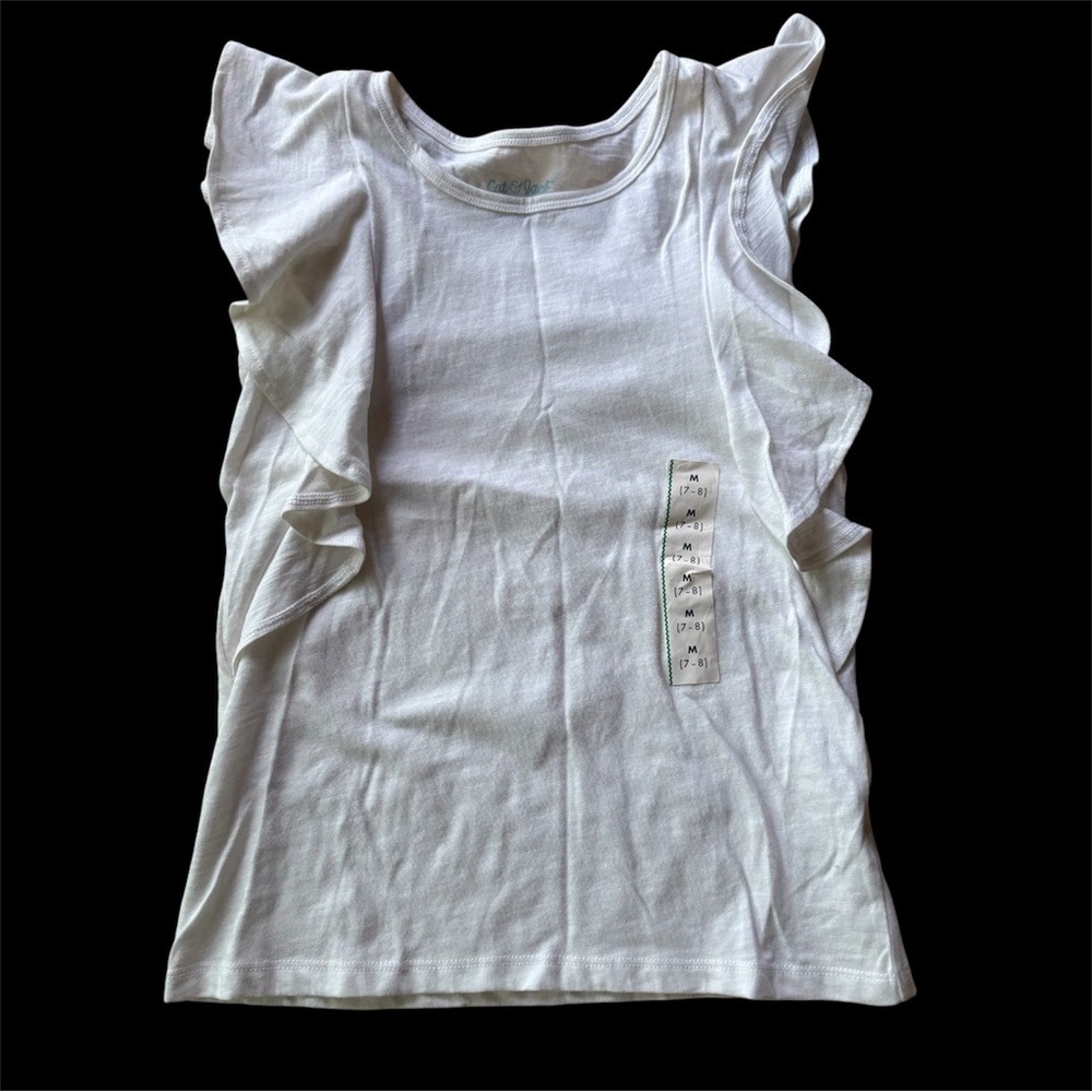 Cat & Jack M 7/8 white flutter sleeve sleeveless shirt NWT cotton blend